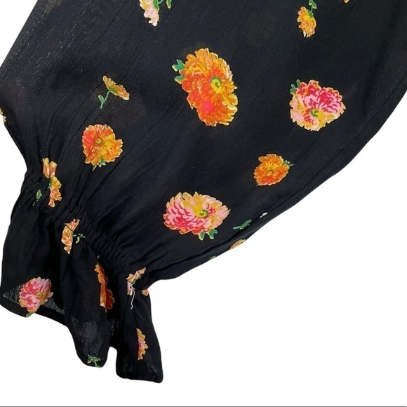 Free People Intimately Poppy Ruffle Bodysuit NWT Black Floral - Picture 11 of 16